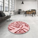 Round Patterned Red Rug in a Office, pat974rd