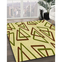 Patterned Dark Golden Brown Rug, pat974yw