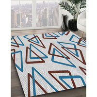 Patterned Mist Blue Novelty Rug, pat974