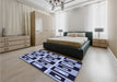 Patterned Blue Rug in a Bedroom, pat975blu