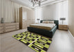 Patterned Milk Chocolate Brown Rug in a Bedroom, pat975brn