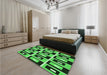 Patterned Deep Emerald Green Rug in a Bedroom, pat975grn