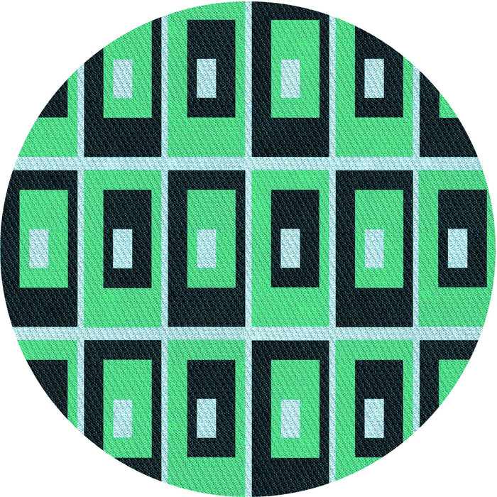 Square Patterned Deep Teal Green Rug, pat975lblu