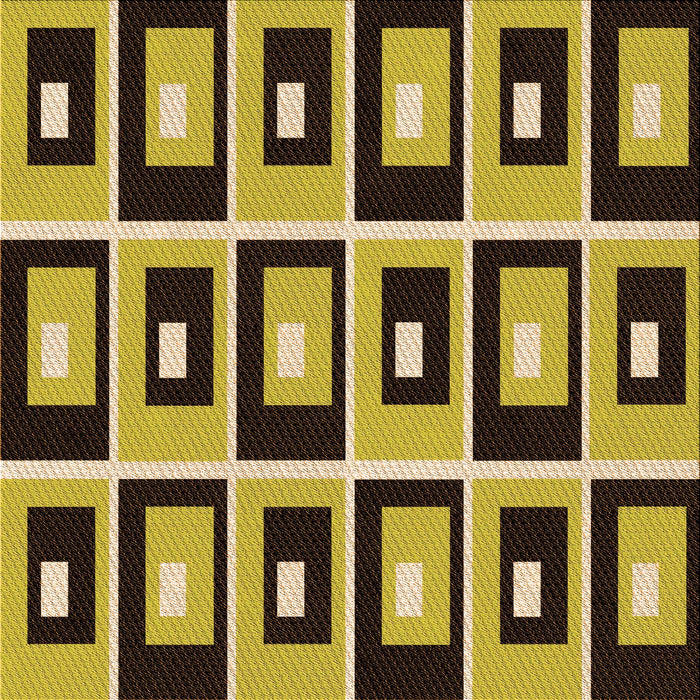 Round Patterned Golden Brown Yellow Rug, pat975org