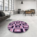 Round Patterned Plum Purple Rug in a Office, pat975pur