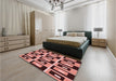 Patterned Vermilion Red Rug in a Bedroom, pat975rd