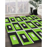 Patterned Yellowish Green Modern Rug, pat975