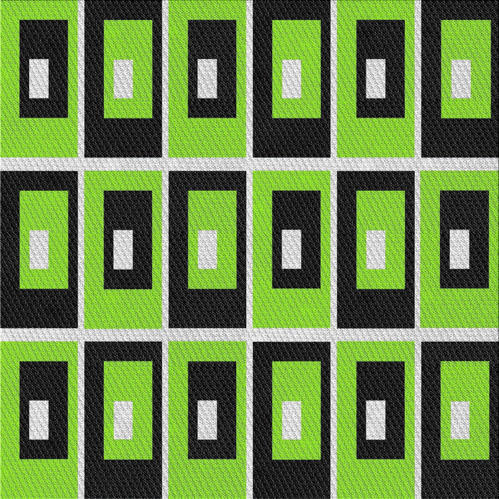 Square Patterned Yellowish Green Modern Rug, pat975