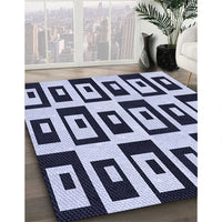 Patterned Dark Slate Blue Rug, pat976blu