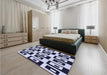 Patterned Dark Slate Blue Rug in a Bedroom, pat976blu