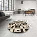 Round Patterned Milk Chocolate Brown Rug in a Office, pat976brn