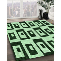 Patterned Dark Forest Green Rug, pat976grn