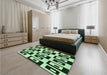 Patterned Dark Forest Green Rug in a Bedroom, pat976grn