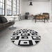 Round Patterned Charcoal Black Rug in a Office, pat976gry