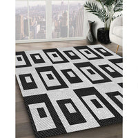 Patterned Charcoal Black Rug, pat976gry