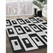 Patterned Charcoal Black Rug in Family Room, pat976gry