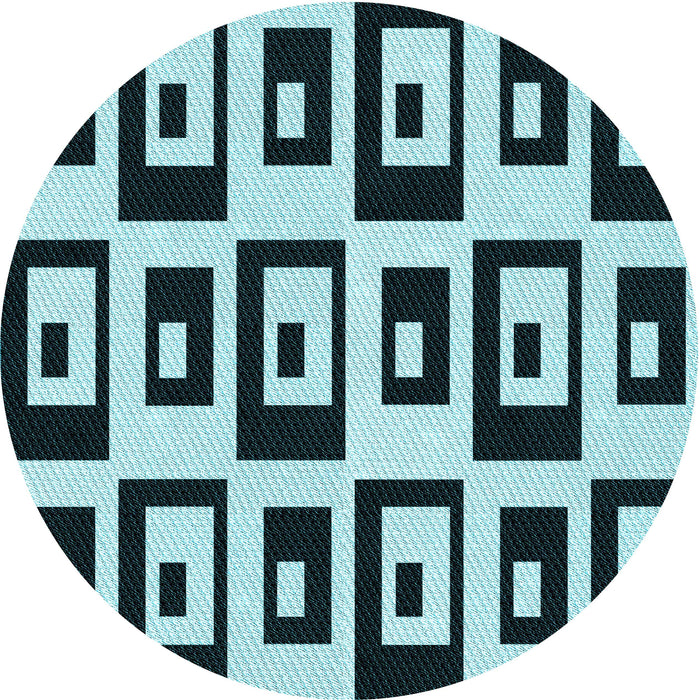 Square Patterned Deep-Sea Blue Rug, pat976lblu