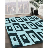 Patterned Deep-Sea Blue Rug, pat976lblu