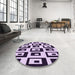 Round Patterned Blossom Pink Rug in a Office, pat976pur