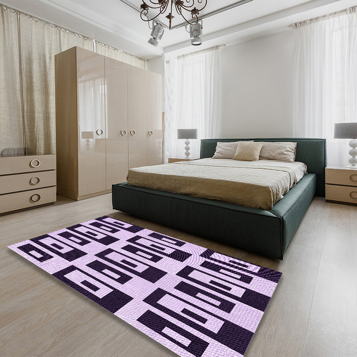 Patterned Blossom Pink Rug in a Bedroom, pat976pur