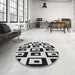 Round Patterned Charcoal Black Novelty Rug in a Office, pat976