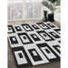 Patterned Charcoal Black Novelty Rug in Family Room, pat976