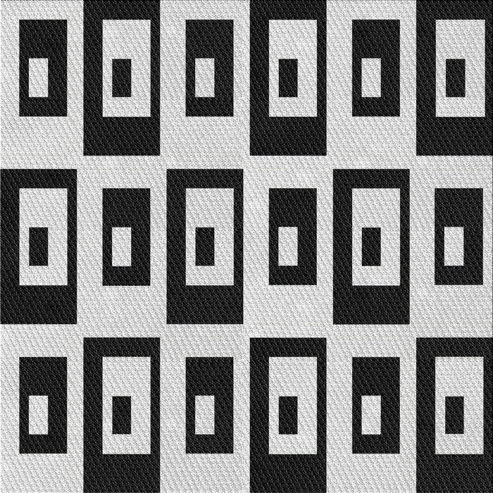 Square Patterned Charcoal Black Novelty Rug, pat976