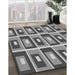 Patterned Cloud Gray Rug in Family Room, pat977gry