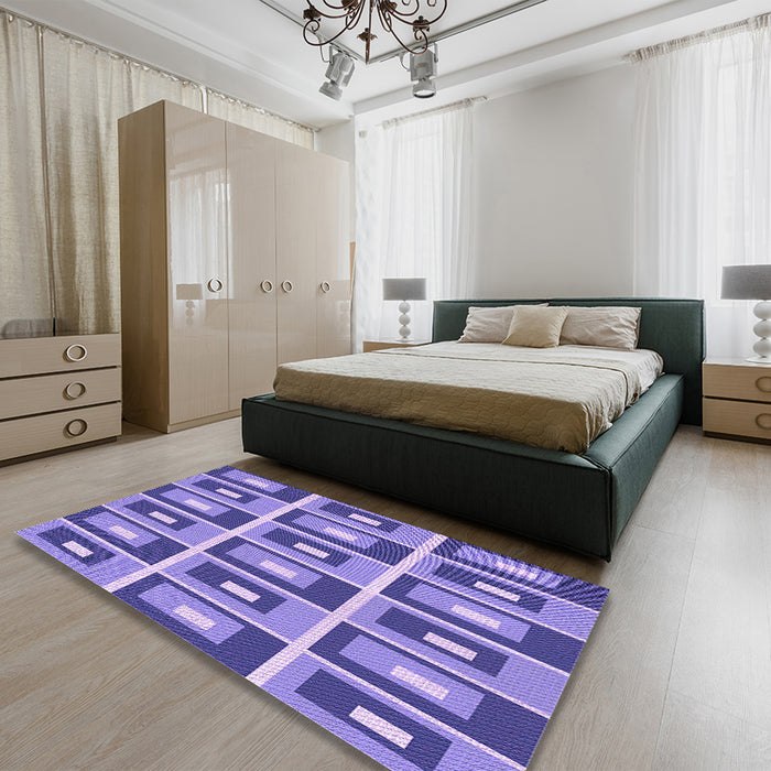 Patterned Amethyst Purple Rug in a Bedroom, pat977pur