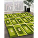 Patterned Green Rug in Family Room, pat977yw