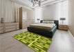 Patterned Green Rug in a Bedroom, pat977yw