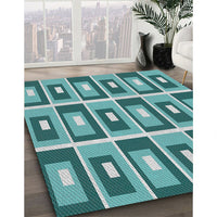 Patterned Teal Green Novelty Rug, pat977