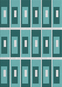 Machine Washable Transitional Teal Green Rug, wshpat977