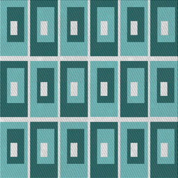 Square Patterned Teal Green Novelty Rug, pat977