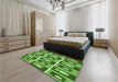 Patterned Green Rug in a Bedroom, pat978grn