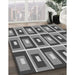 Patterned Dark Gray Rug in Family Room, pat978gry