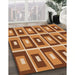 Patterned Orange Rug in Family Room, pat978org