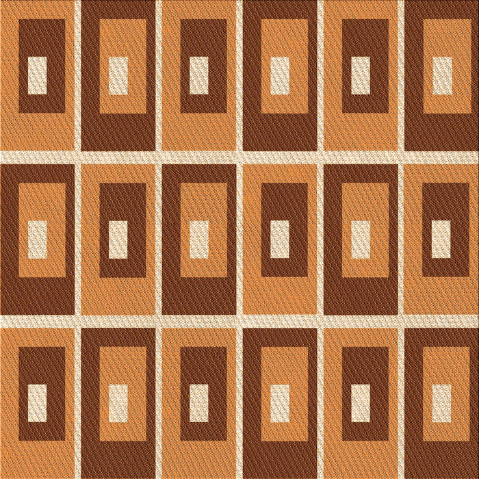 Round Patterned Orange Rug, pat978org