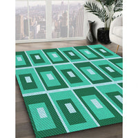 Patterned Turquoise Green Rug, pat979lblu