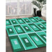 Machine Washable Transitional Turquoise Green Rug in a Family Room, wshpat979lblu