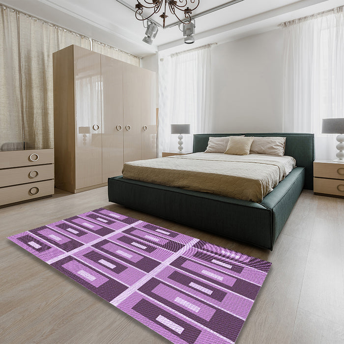 Patterned Violet Purple Rug in a Bedroom, pat979pur