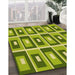 Patterned Green Rug in Family Room, pat979yw