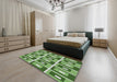 Machine Washable Transitional Shamrock Green Rug in a Bedroom, wshpat979