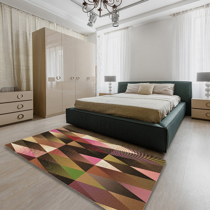 Patterned Bronze Brown Rug in a Bedroom, pat98brn