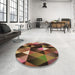 Round Patterned Bronze Brown Rug in a Office, pat98brn