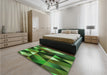 Patterned Dark Forest Green Rug in a Bedroom, pat98grn