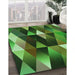 Patterned Dark Forest Green Rug in Family Room, pat98grn