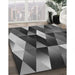 Machine Washable Transitional Dark Gray Black Rug in a Family Room, wshpat98gry