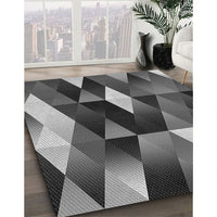 Patterned Dark Gray Black Rug, pat98gry