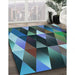 Machine Washable Transitional Macaw Blue Green Rug in a Family Room, wshpat98lblu